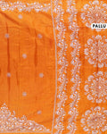 Traditional Kantha Work Saree with Exquisite Hand Embroidery and Ornate Floral Pattern Border - Yellow