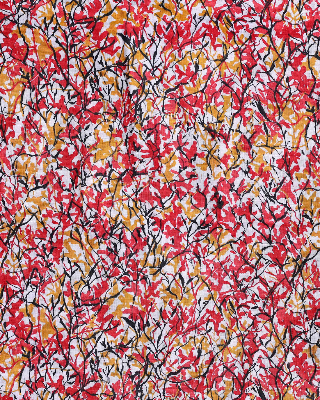 Traditional Khadi Cotton Saree with Contrast Printed Blouse and Tassel Accents -Red