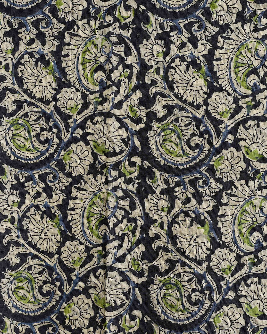 Traditional Khadi Cotton Saree with Contrast Printed Blouse and Tassel Accents - Black