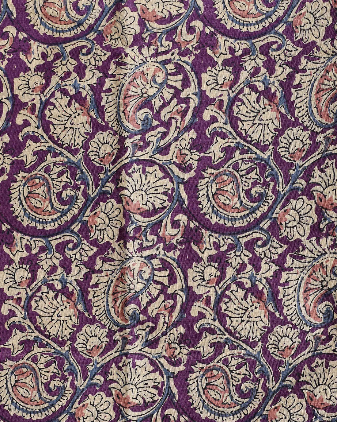 Traditional Khadi Cotton Saree with Contrast Printed Blouse and Tassel Accents - Purple