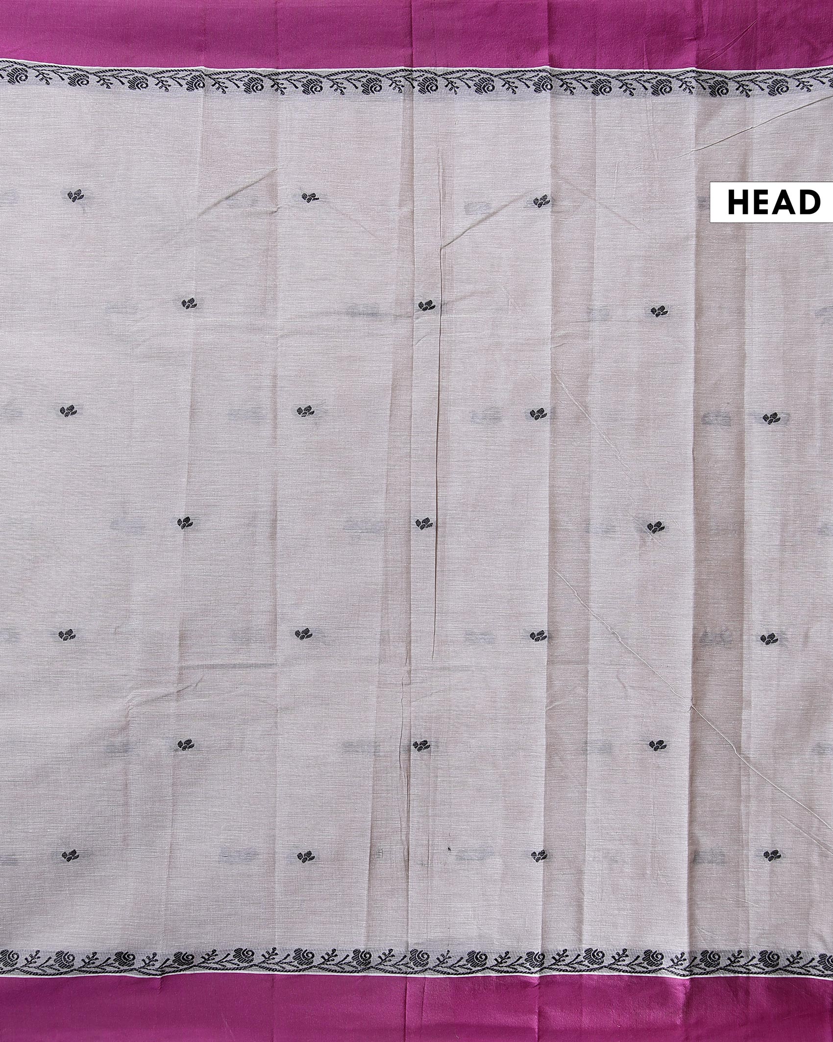 Traditional Kovai Cotton Saree Small Woven Motifs and Contrast Border - Grey