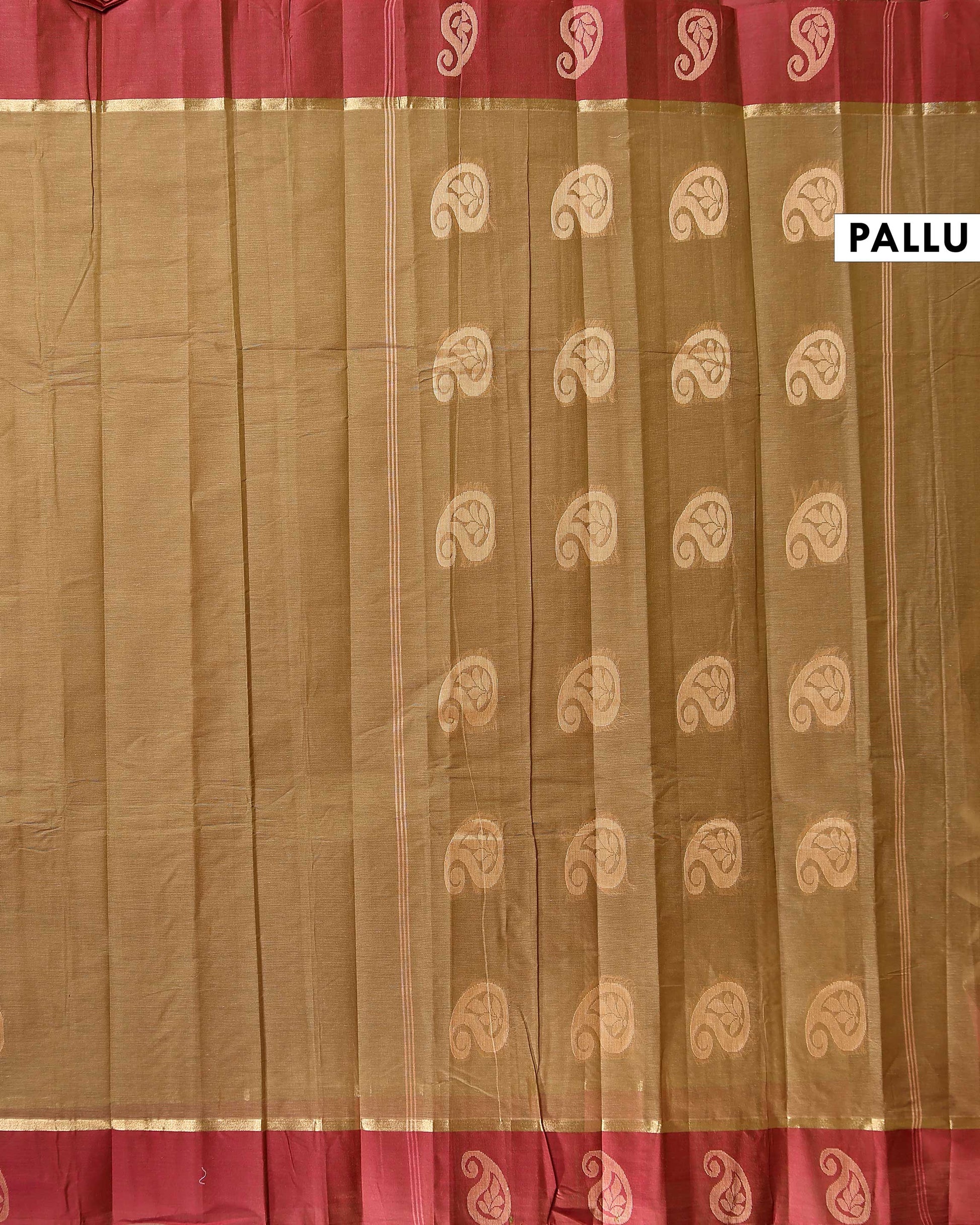 Traditional Kovai Cotton Saree with Contrast Border and Plain Body - Brown