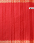 Traditional Kovai Cotton Saree with Self-Jacquard Body and Floral Zari Border - Red