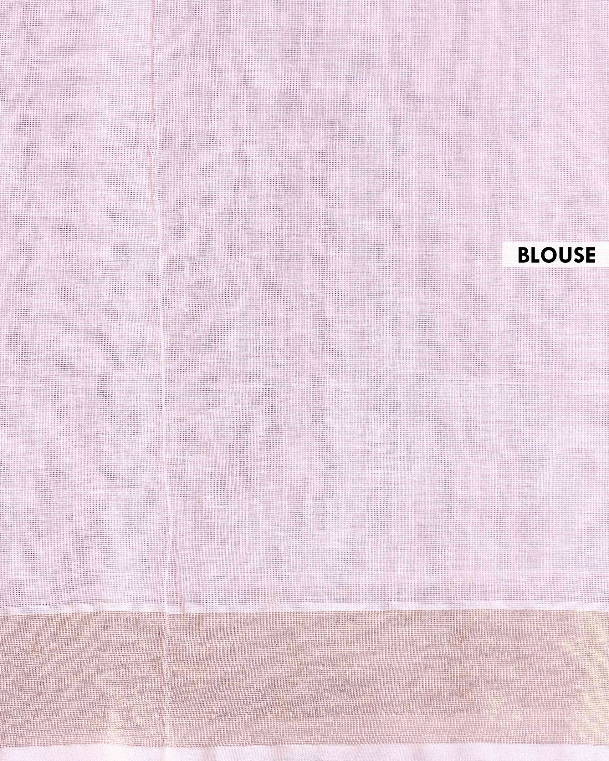 Traditional Kovai Cotton Saree with Striped Body and Woven Border - Light Pink