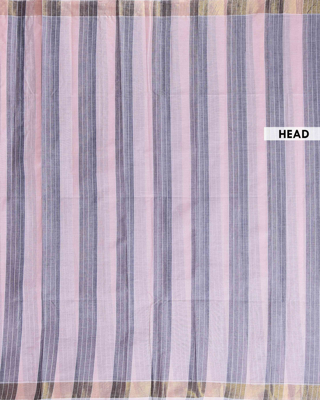 Traditional Kovai Cotton Saree with Striped Body and Woven Border - Light Pink
