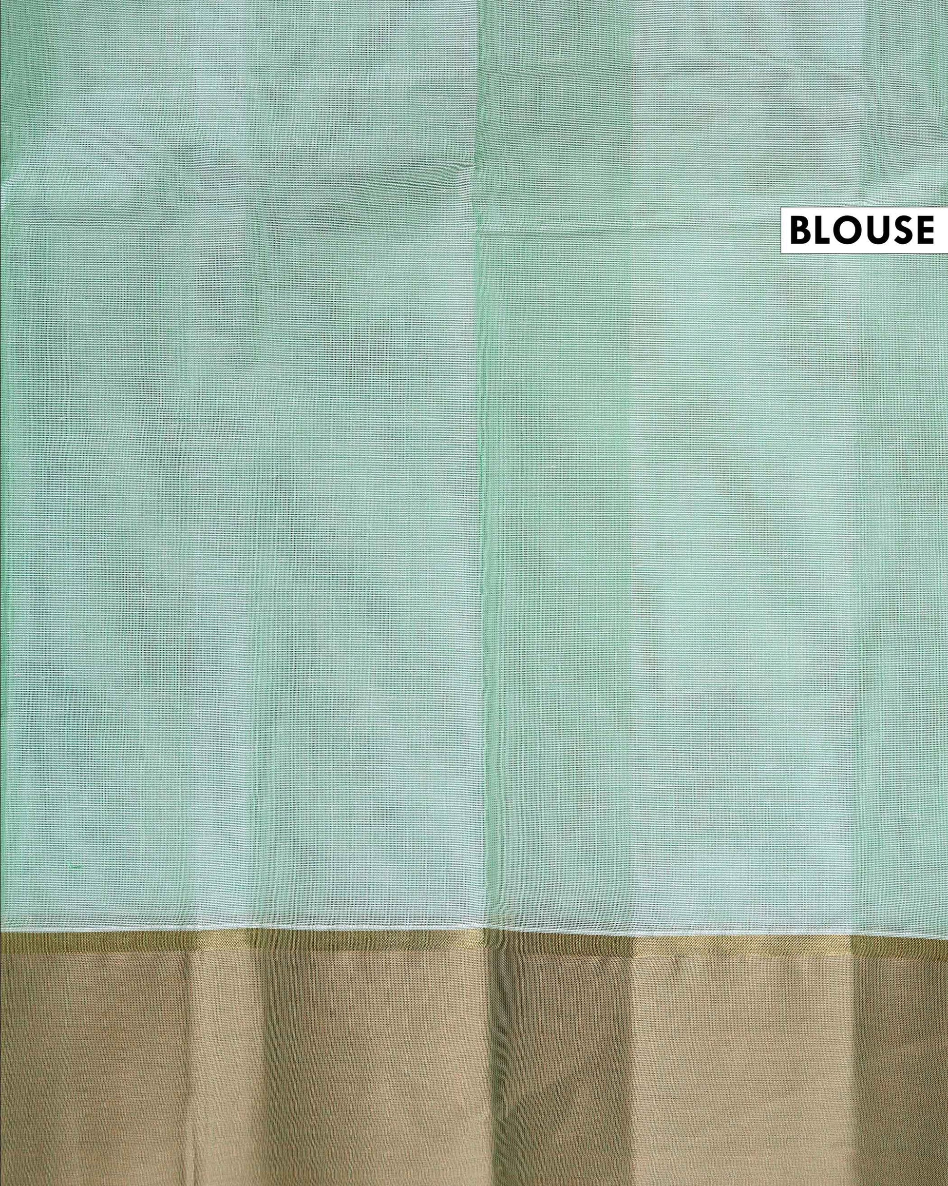 Traditional Kovai Cotton Saree with Subtle Self-Design and Contrast Plain Border - Light Green