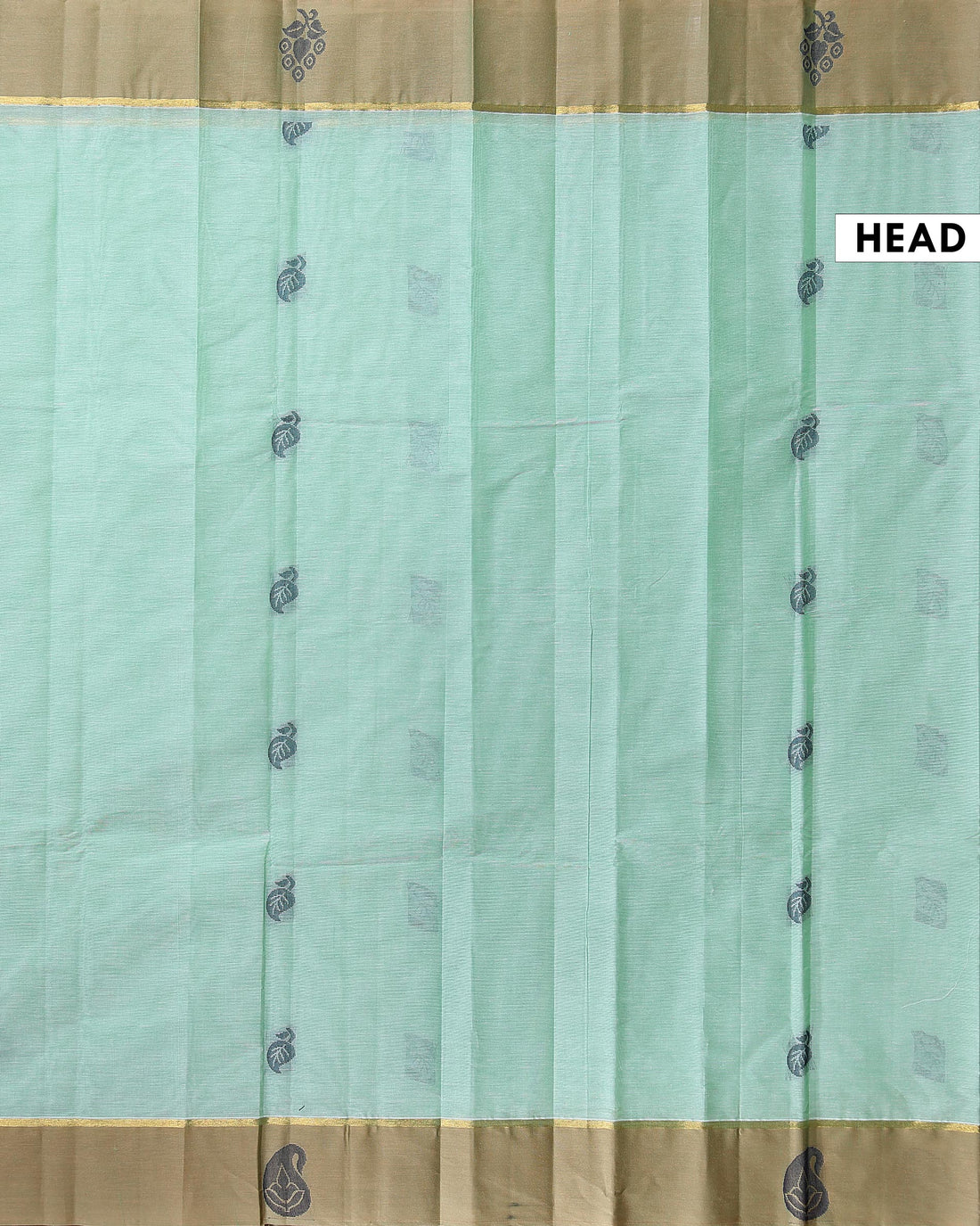 Traditional Kovai Cotton Saree with Subtle Self-Design and Contrast Plain Border - Light Green