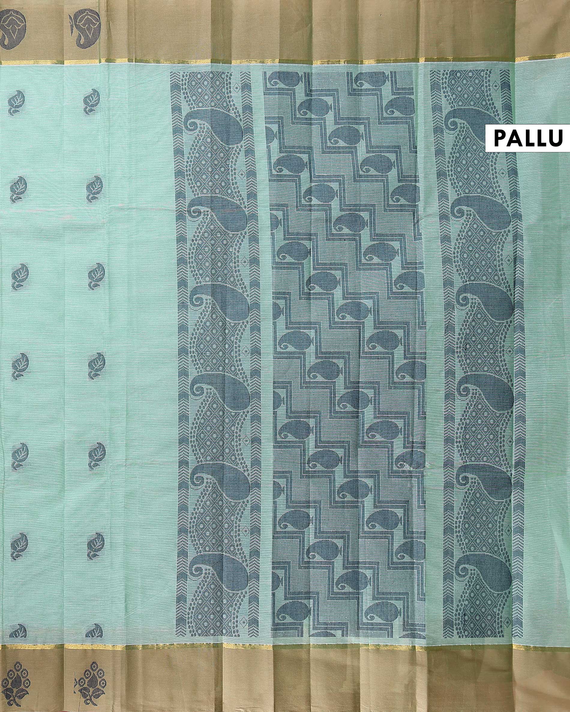 Traditional Kovai Cotton Saree with Subtle Self-Design and Contrast Plain Border - Light Green