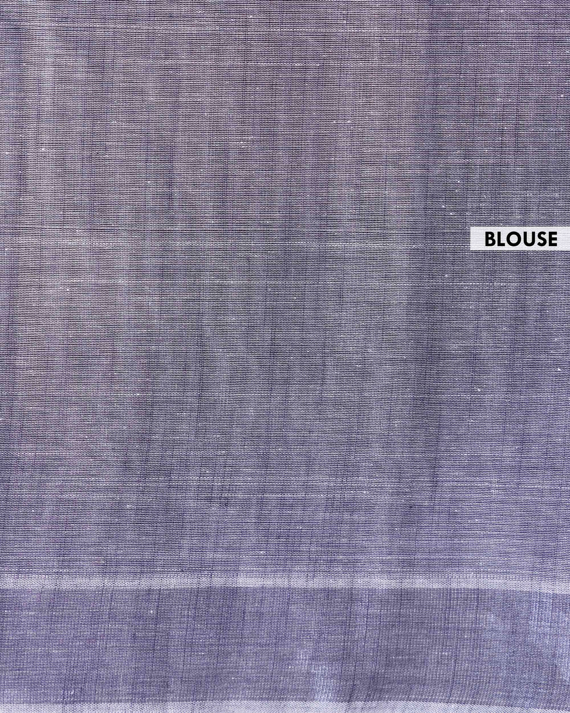 Traditional Kovai Cotton Saree with Subtle Woven Stripes - Dark Grey
