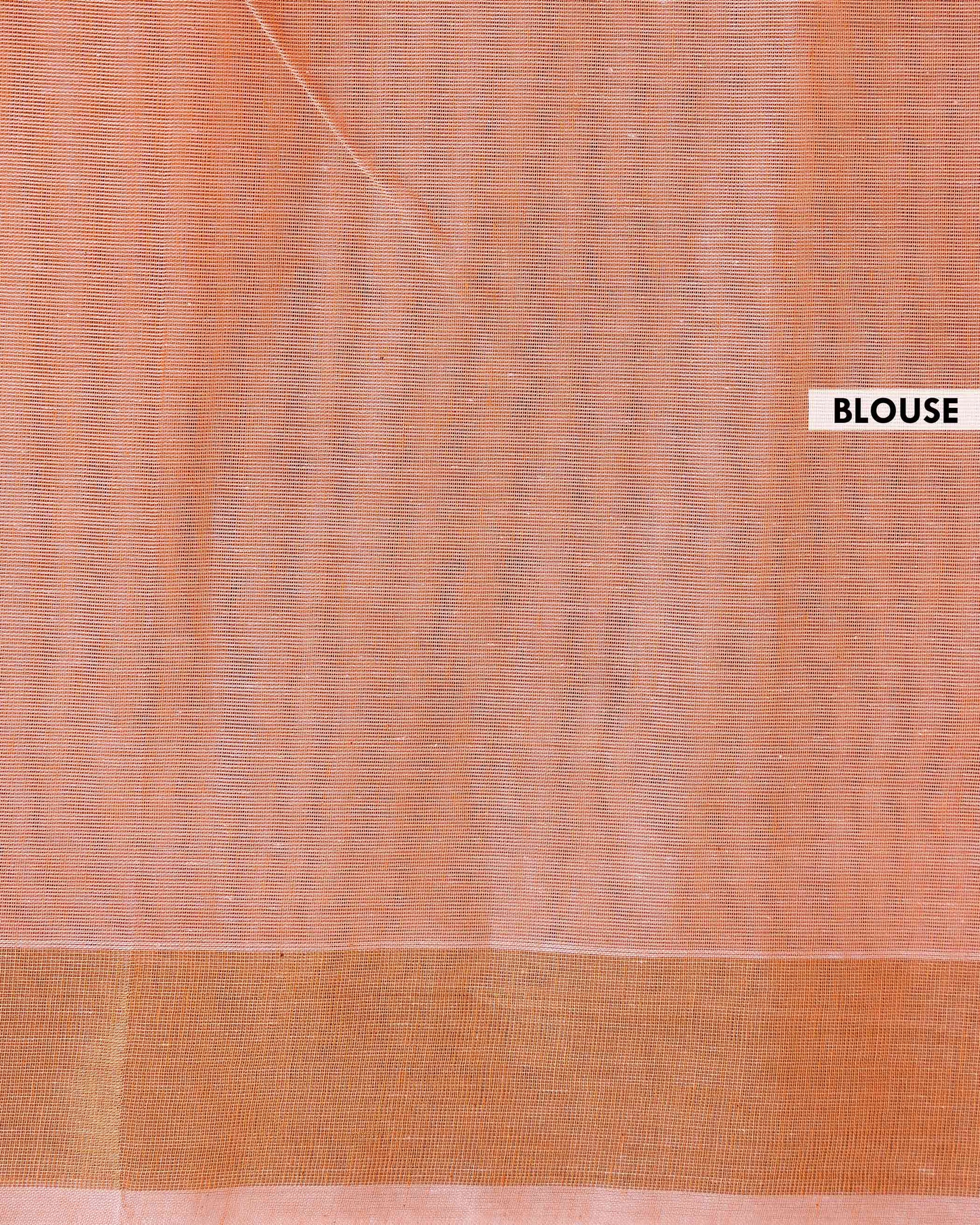 Traditional Kovai Cotton Saree with Subtle Woven Stripes - Peach