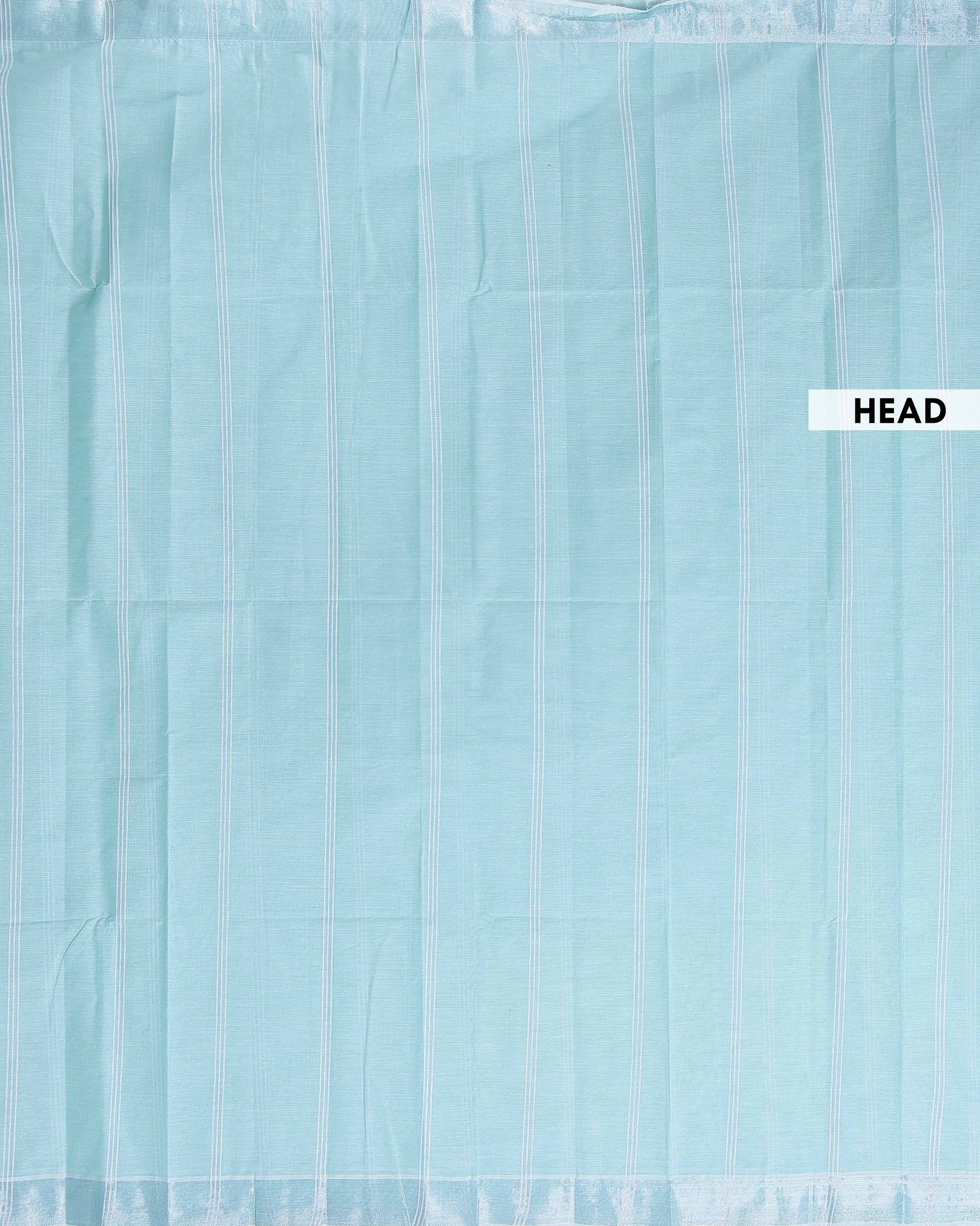 Traditional Kovai Cotton Saree with Subtle Woven Stripes - Sky Blue