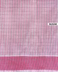 Traditional Kovai Cotton Saree with Woven Checked Pattern and Contrast Border - Light Grey