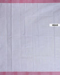 Traditional Kovai Cotton Saree with Woven Checked Pattern and Contrast Border - Light Grey