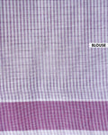 Traditional Kovai Cotton Saree with Woven Checked Pattern and Contrast Border - Purple
