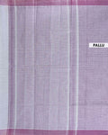 Traditional Kovai Cotton Saree with Woven Checked Pattern and Contrast Border - Purple