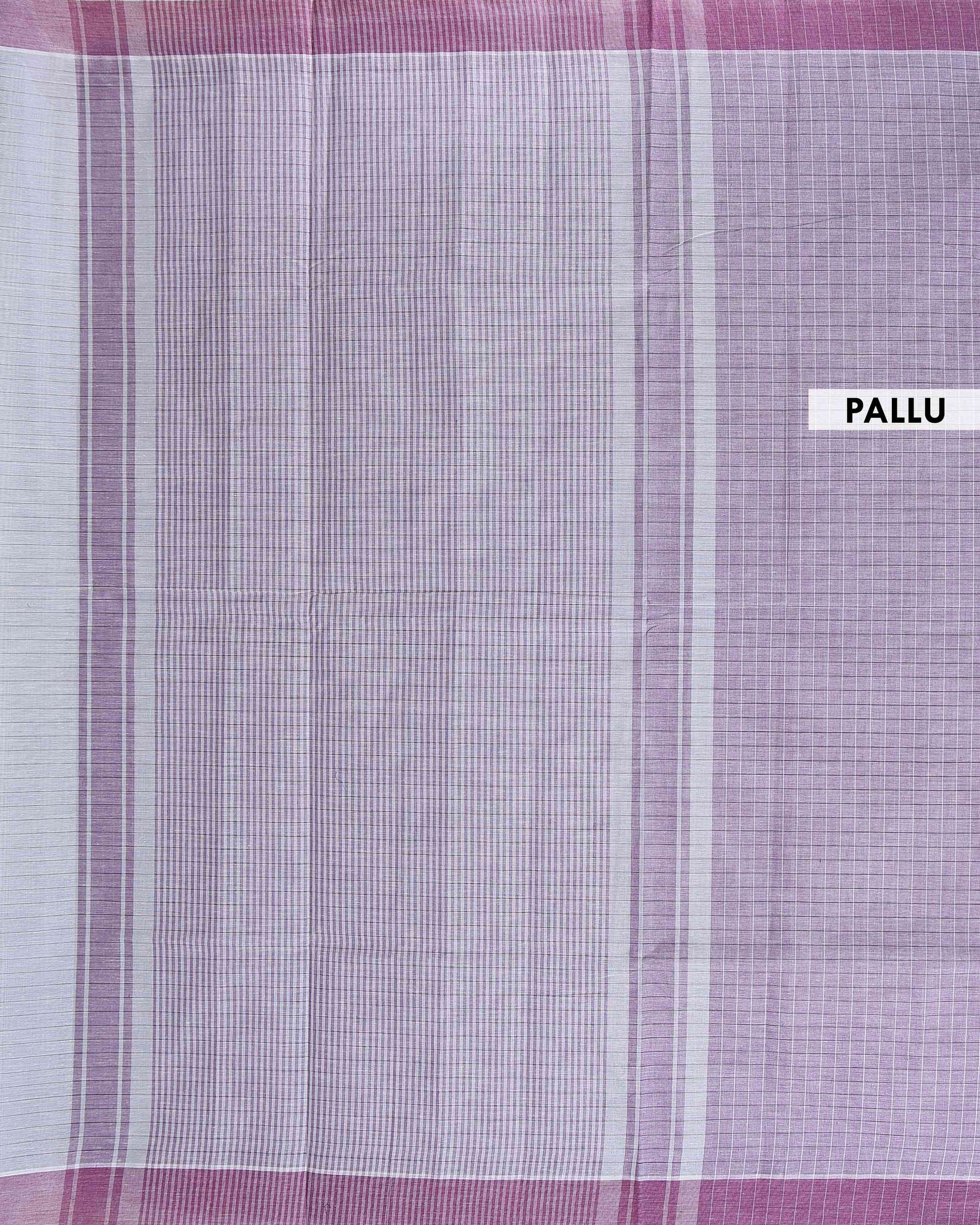 Traditional Kovai Cotton Saree with Woven Checked Pattern and Contrast Border - Purple