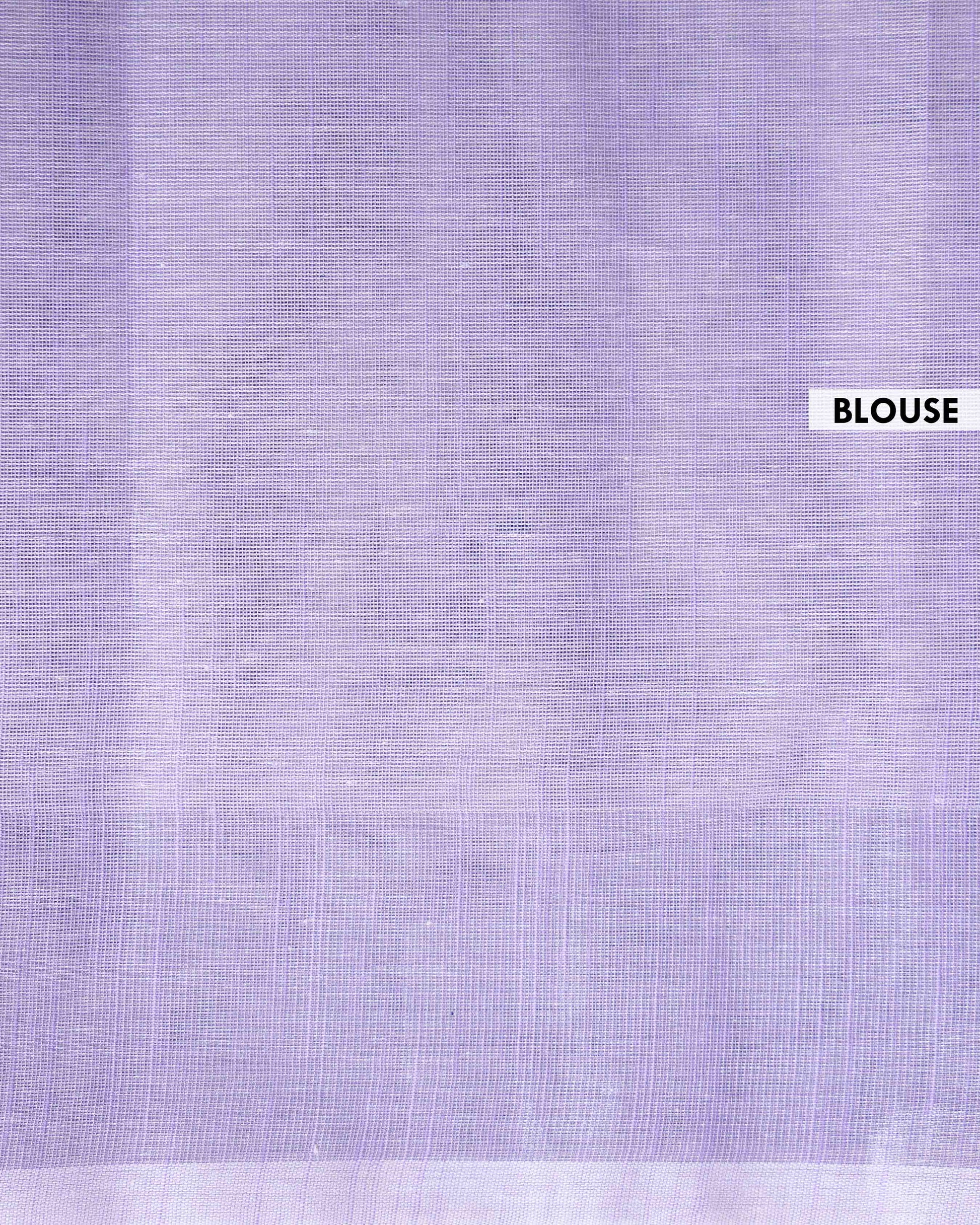 Traditional Kovai Cotton Saree with Woven Checks and Stripes - Lavender