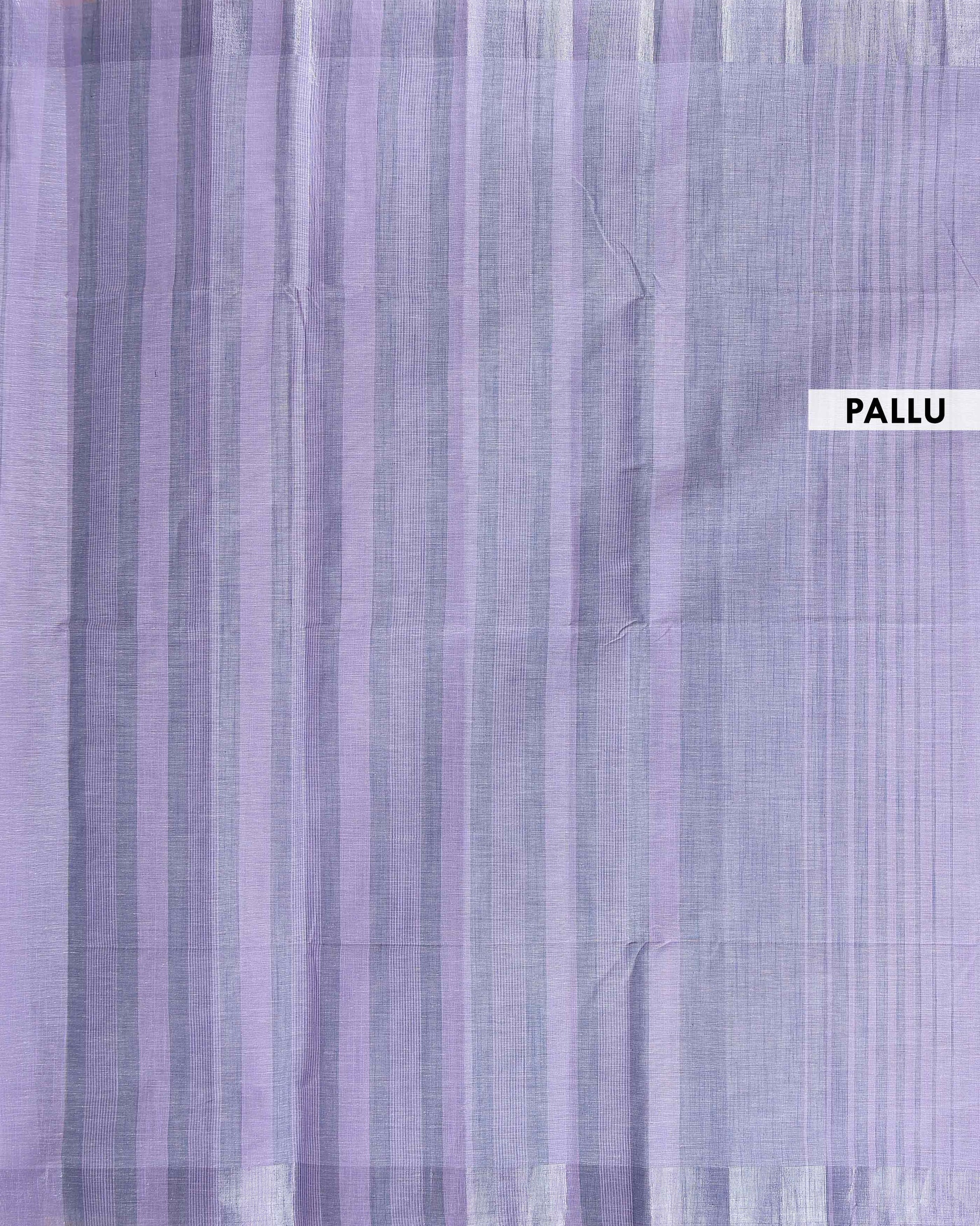 Traditional Kovai Cotton Saree with Woven Checks and Stripes - Lavender
