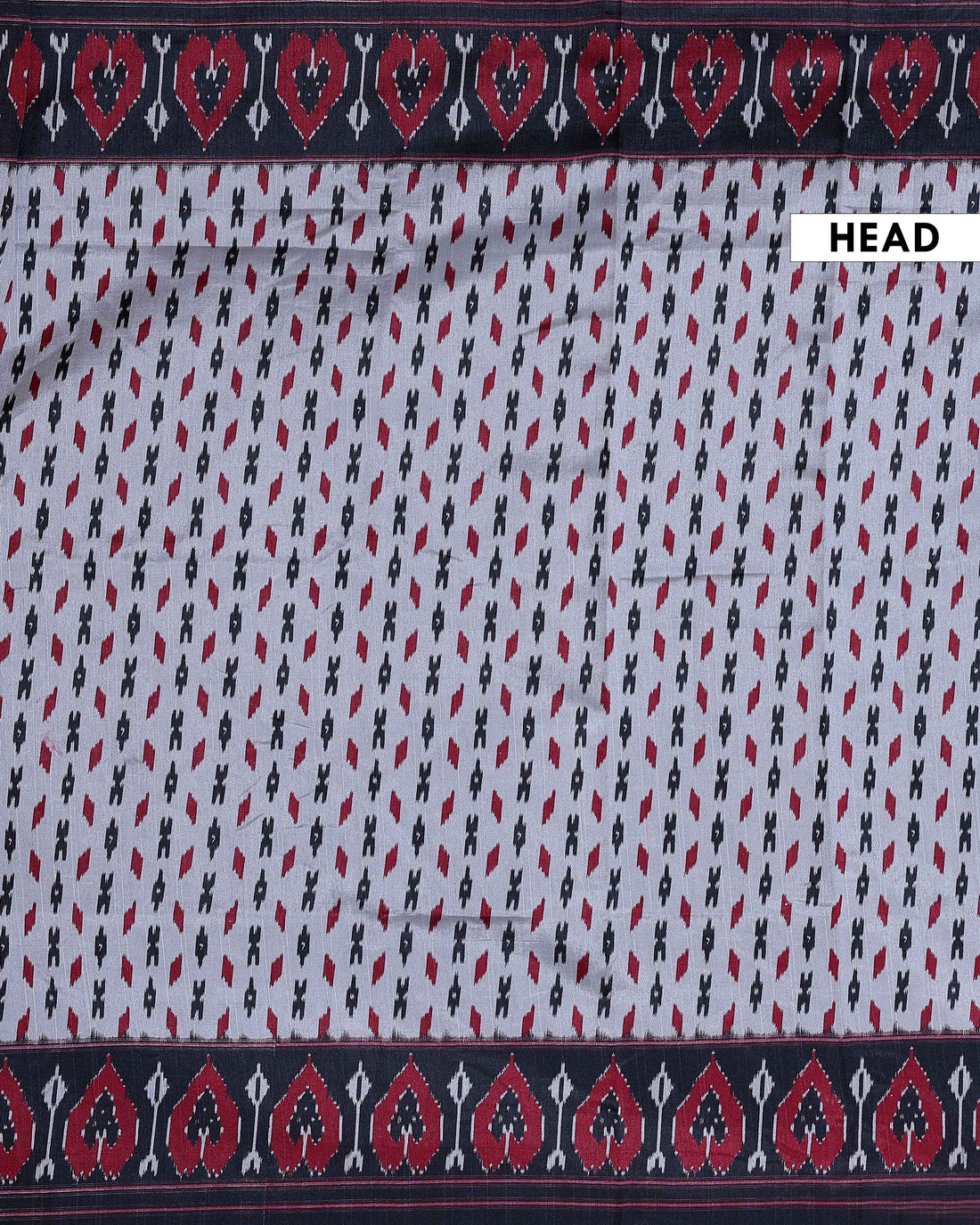 Traditional Pochampally Ikkat Handloom Saree with Temple Border - White