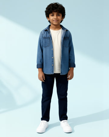 Trendy Boys Denim Jeans Style and Comfortable Fit - Navy Blue