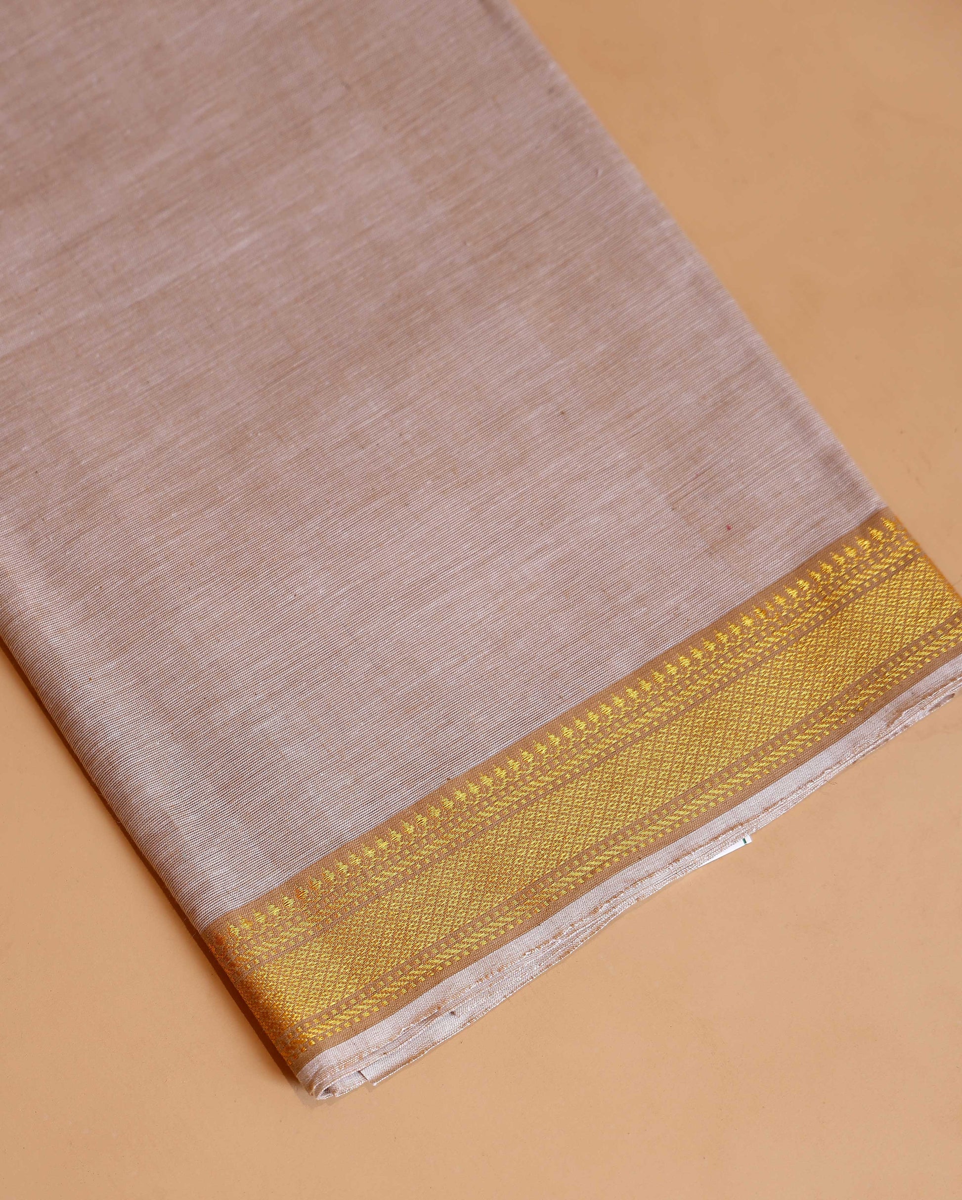 Women's Unstitched Cotton Salwar Suit Material with Elegant Zari Border and Matching Dupatta - Brown