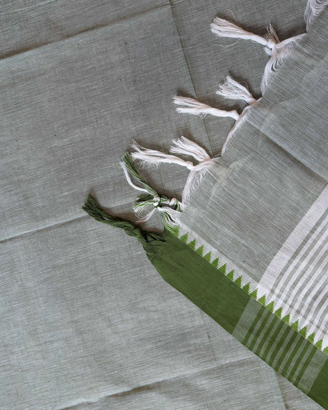 Women's Handloom Cotton Unstitched Salwar Suit Material with Woven Border and Dupatta - Green