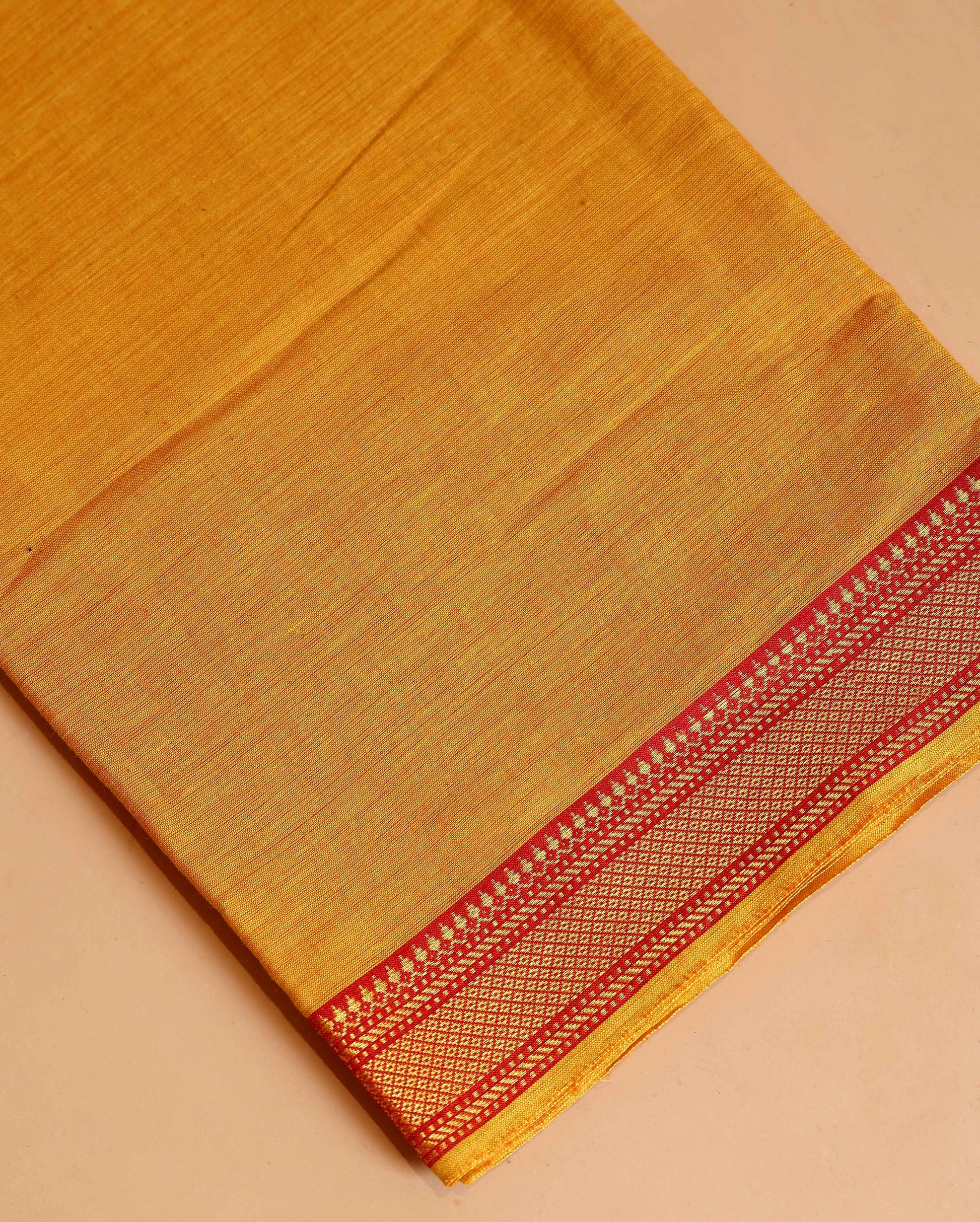 Women's Unstitched Cotton Salwar Suit Material with Traditional Zari Border and Contrast Dupatta - Yellow