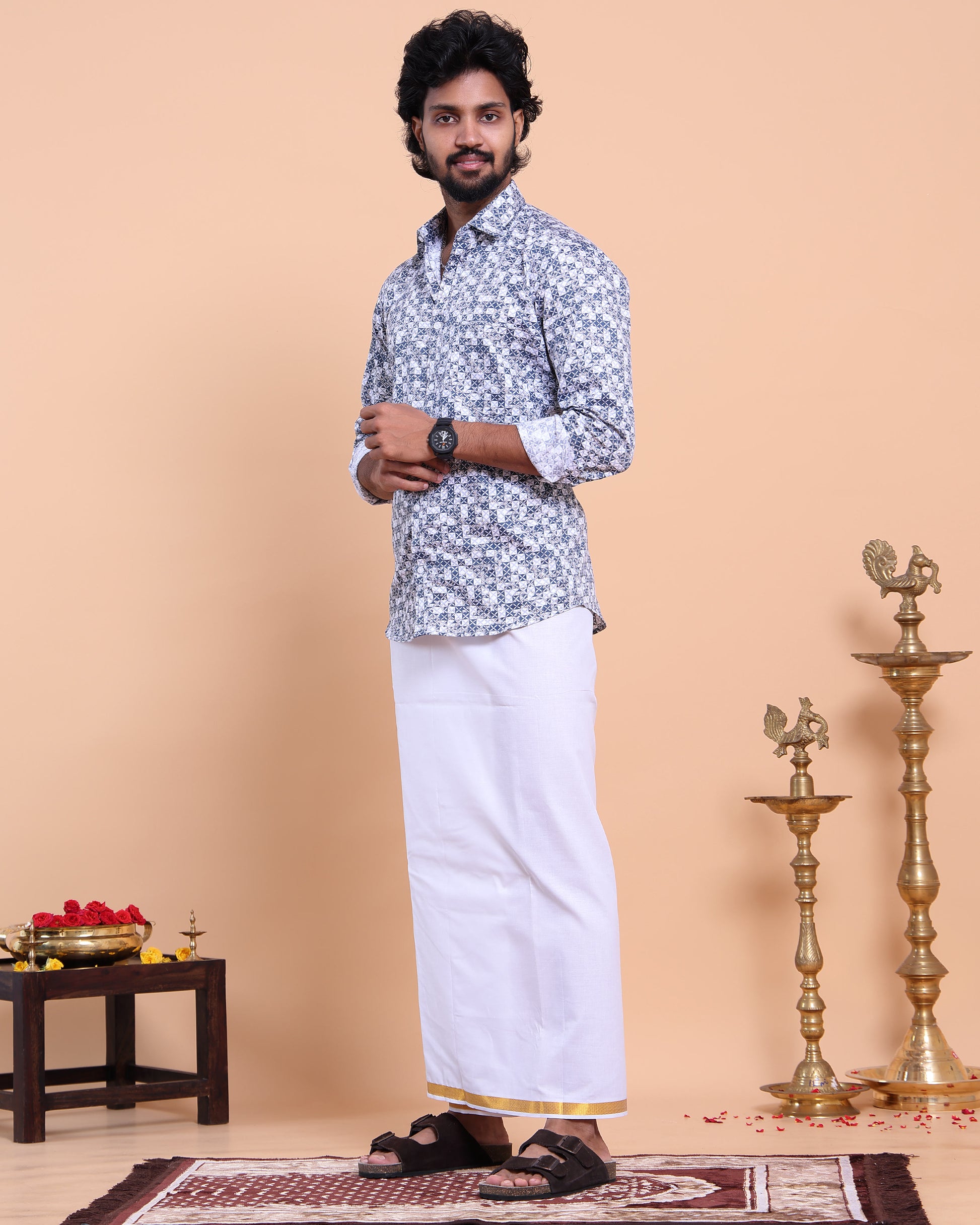 elegant-mens-ethnic-full-sleeve-shirt-dhoti-set-with-traditional-border-blue-Seven
