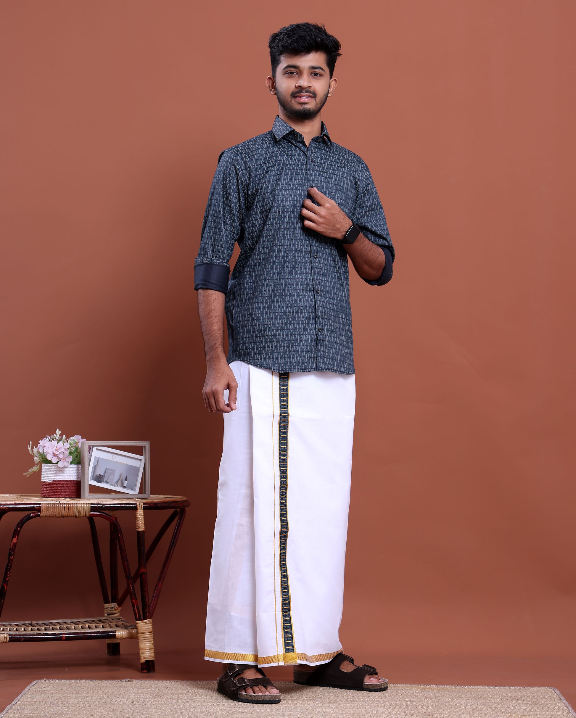elegant-mens-ethnic-full-sleeve-shirt-dhoti-set-with-traditional-border-blue-one