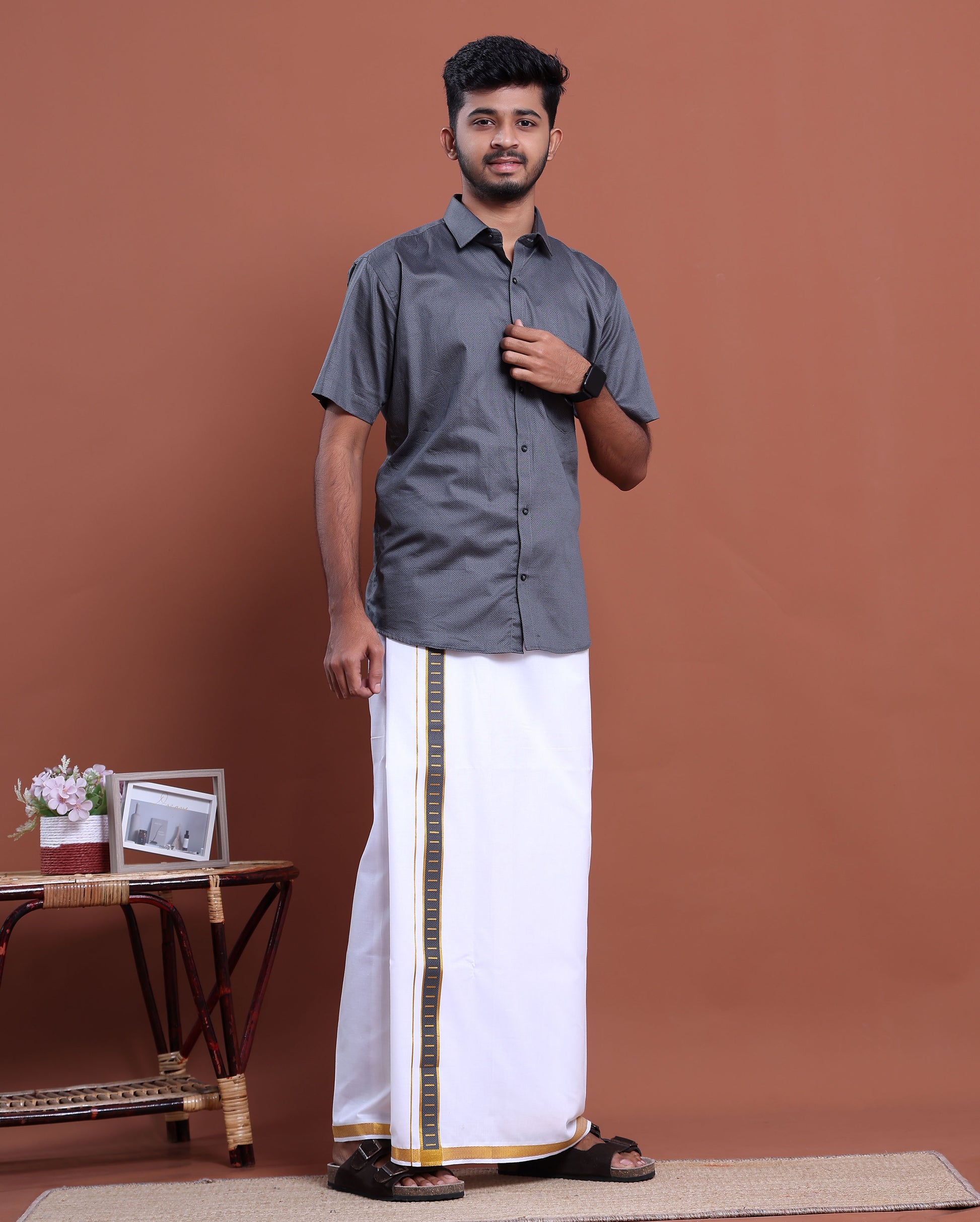 elegant-mens-ethnic-full-sleeve-shirt-dhoti-set-with-traditional-border-grey-printed