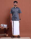 elegant-mens-ethnic-half-sleeve-shirt-dhoti-set-with-traditional-border-grey-Five