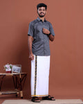 elegant-mens-ethnic-half-sleeve-shirt-dhoti-set-with-traditional-border-grey-four