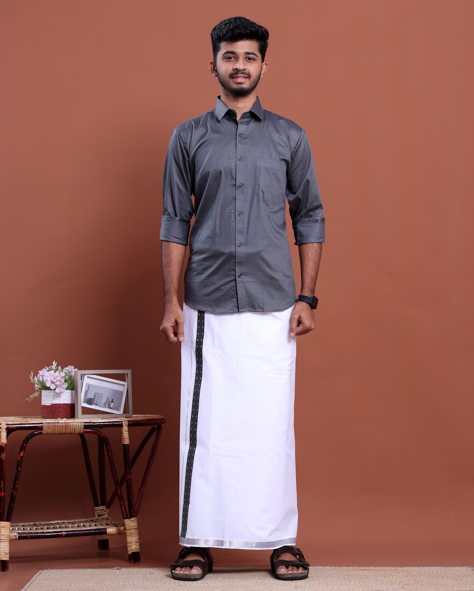 elegant-mens-ethnic-half-sleeve-shirt-dhoti-set-with-traditional-border-grey-six