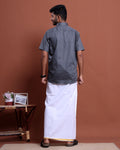 elegant-mens-ethnic-half-sleeve-shirt-dhoti-set-with-traditional-border-grey-three