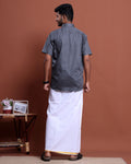elegant-mens-ethnic-half-sleeve-shirt-dhoti-set-with-traditional-border-grey-two
