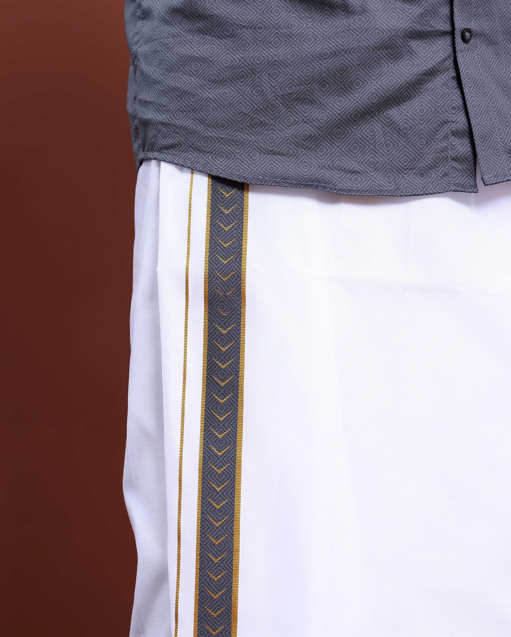 elegant-mens-ethnic-half-sleeve-shirt-dhoti-set-with-traditional-border-grey-two