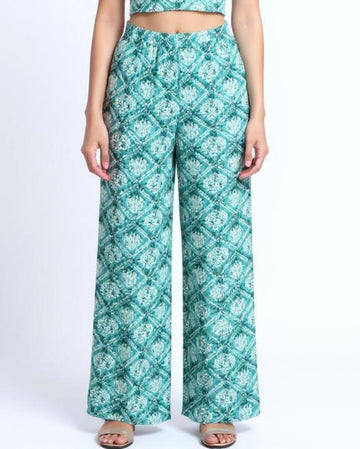 Green Printed Womens Palazzo