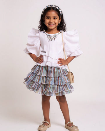 Multi Colour Girls Western Wear Set