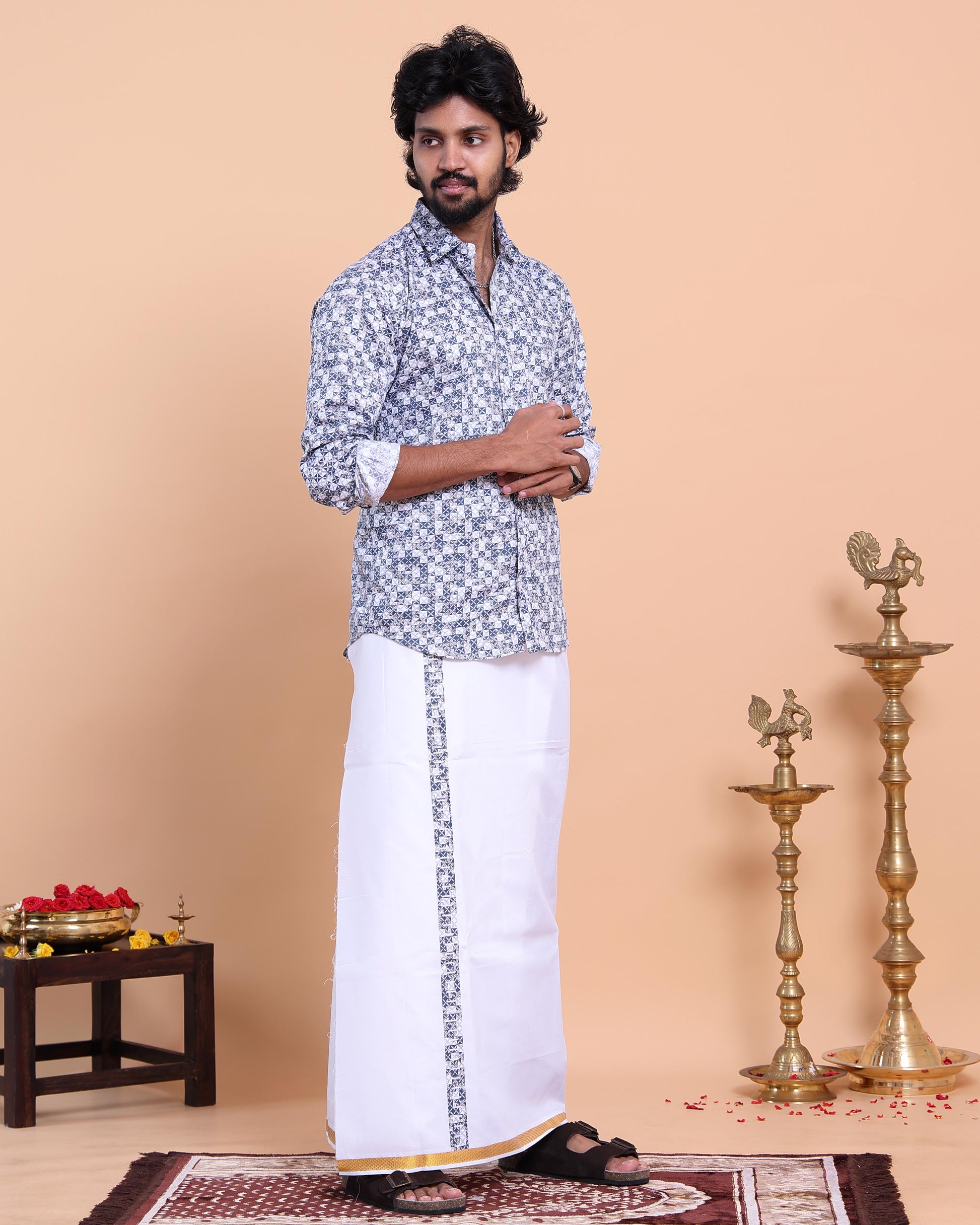 elegant-mens-ethnic-full-sleeve-shirt-dhoti-set-with-traditional-border-blue-Eight