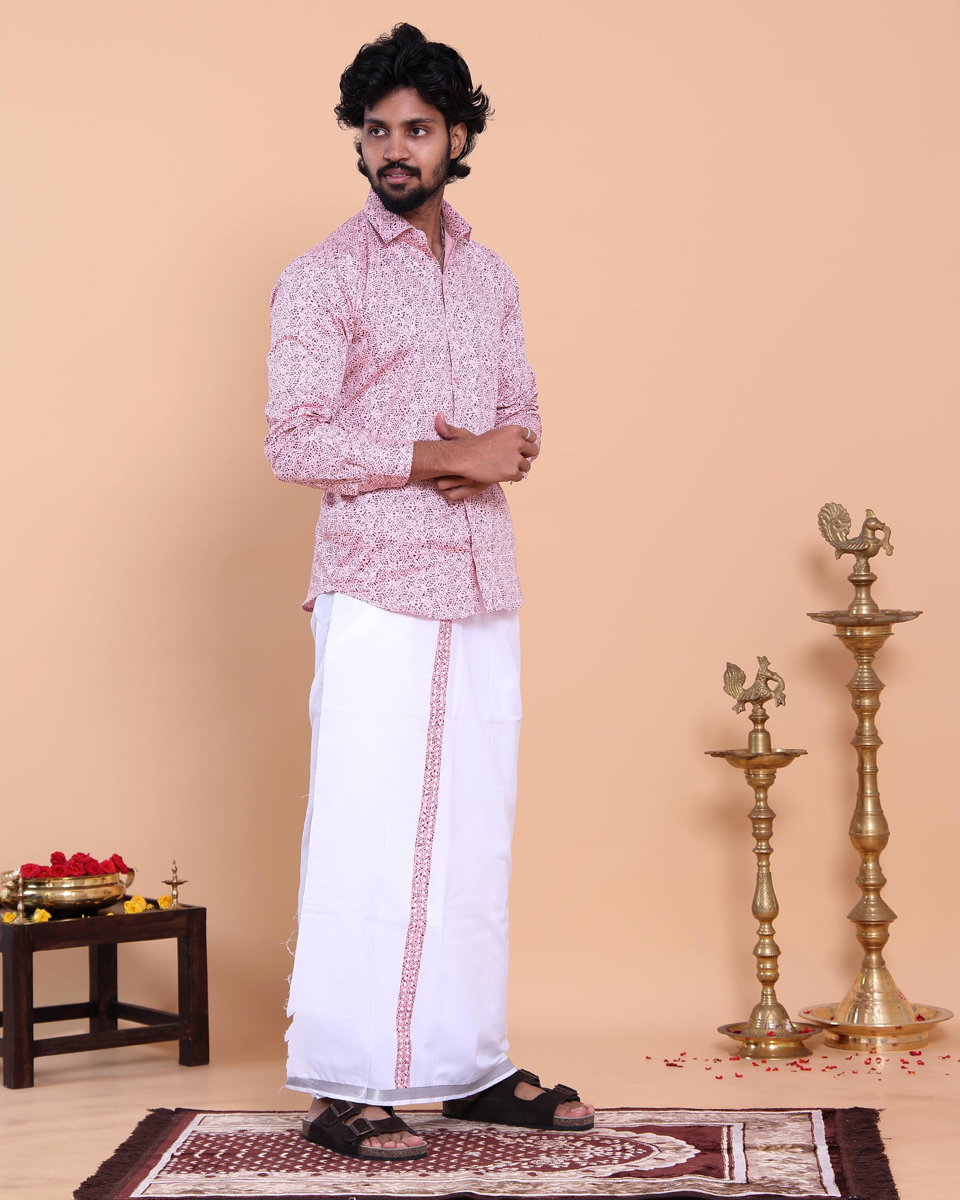 mens-full-sleeve-shirt-and-traditional-dhoti-set-with-woven-border-pink-four