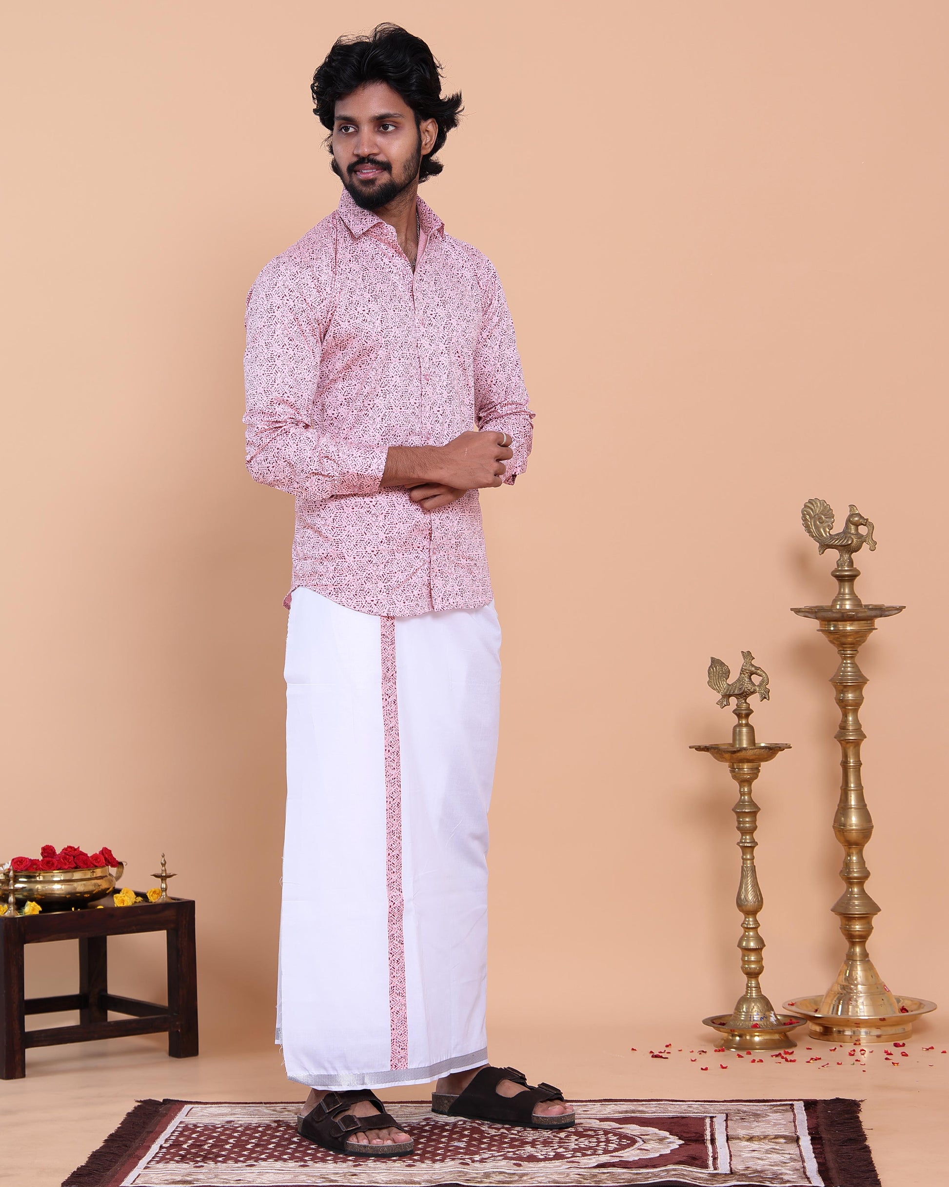 mens-full-sleeve-shirt-and-traditional-dhoti-set-with-woven-border-pink-two