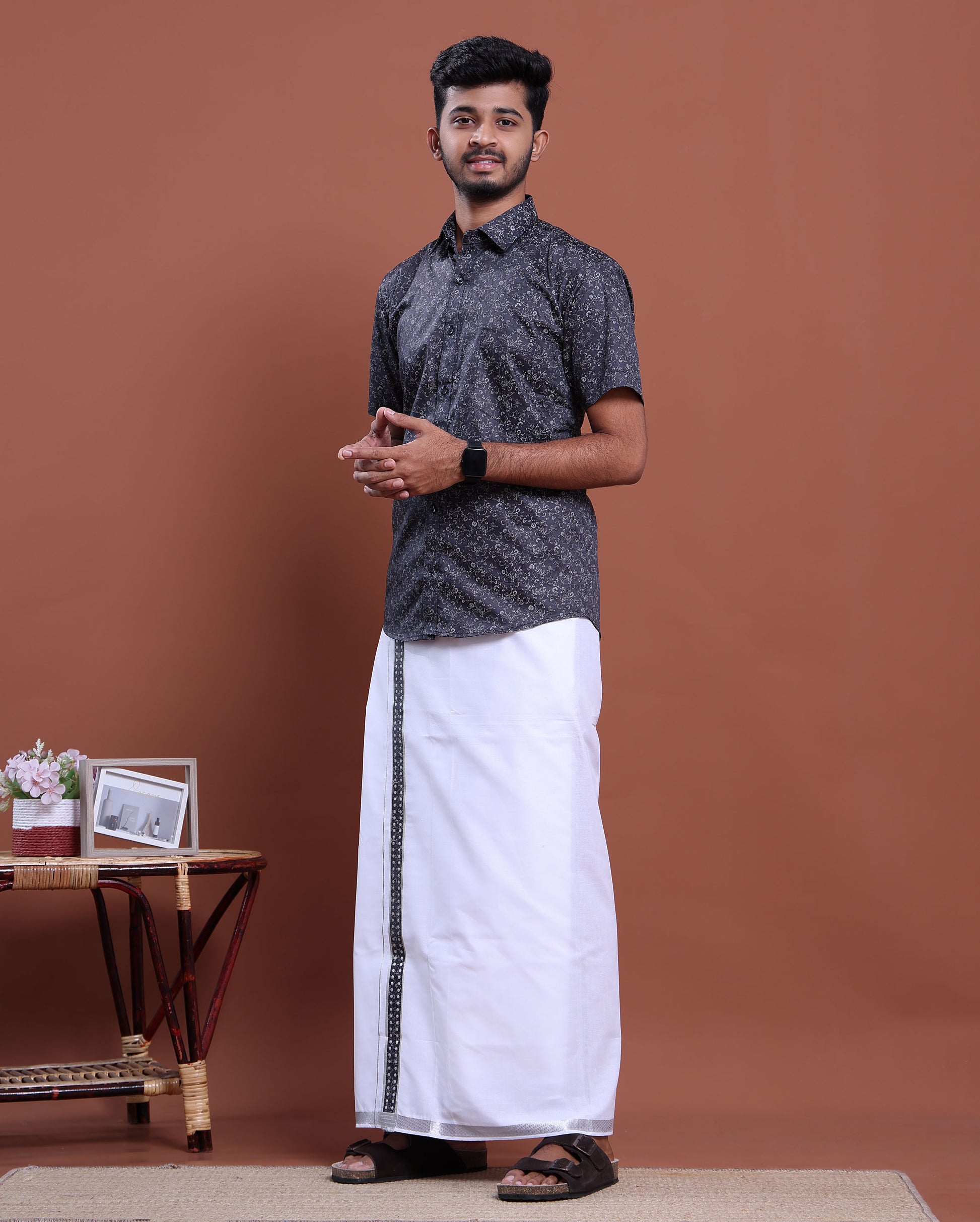 mens-printed-half-sleeve-shirt-and-traditional-dhoti-set-with-designer-border-navy-blue-one