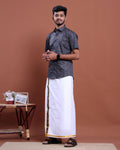 mens-printed-half-sleeve-shirt-and-traditional-dhoti-set-with-designer-border-navy-blue