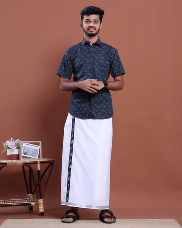 mens-printed-half-sleeve-shirt-and-traditional-dhoti-set-with-designer-border-navy-blue-ten