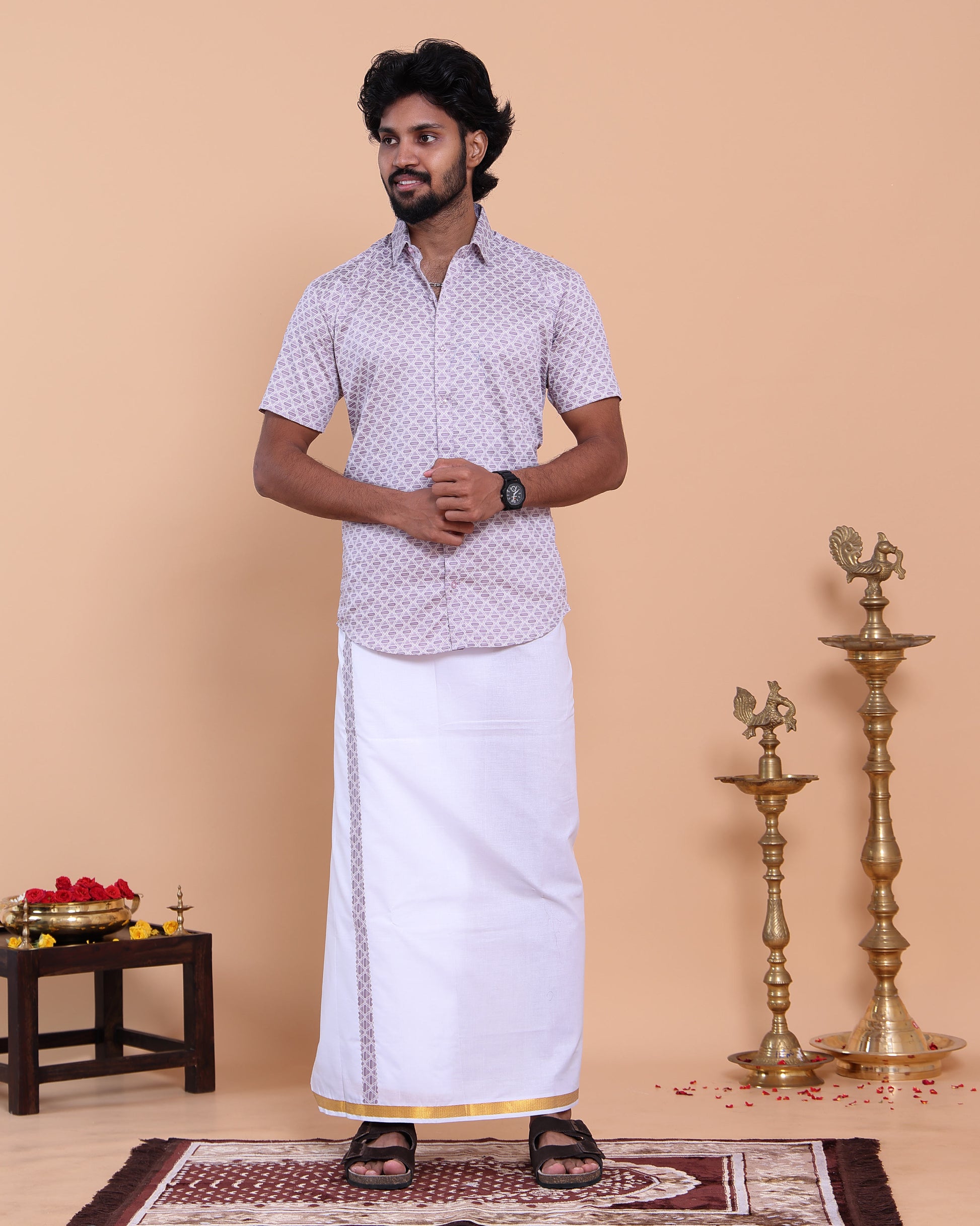 mens-printed-shirt-and-traditional-dhoti-set-with-elegant-zari-border-lavender-one