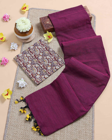 traditional-khadi-cotton-saree-with-contrast-printed-blouse-and-tassel-accents-purple-six