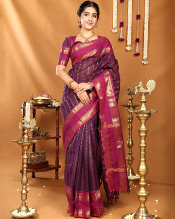 Kanchi Cotton Saree for Women | Festive Wear & Traditional Collection | Jeyachandran - Purple