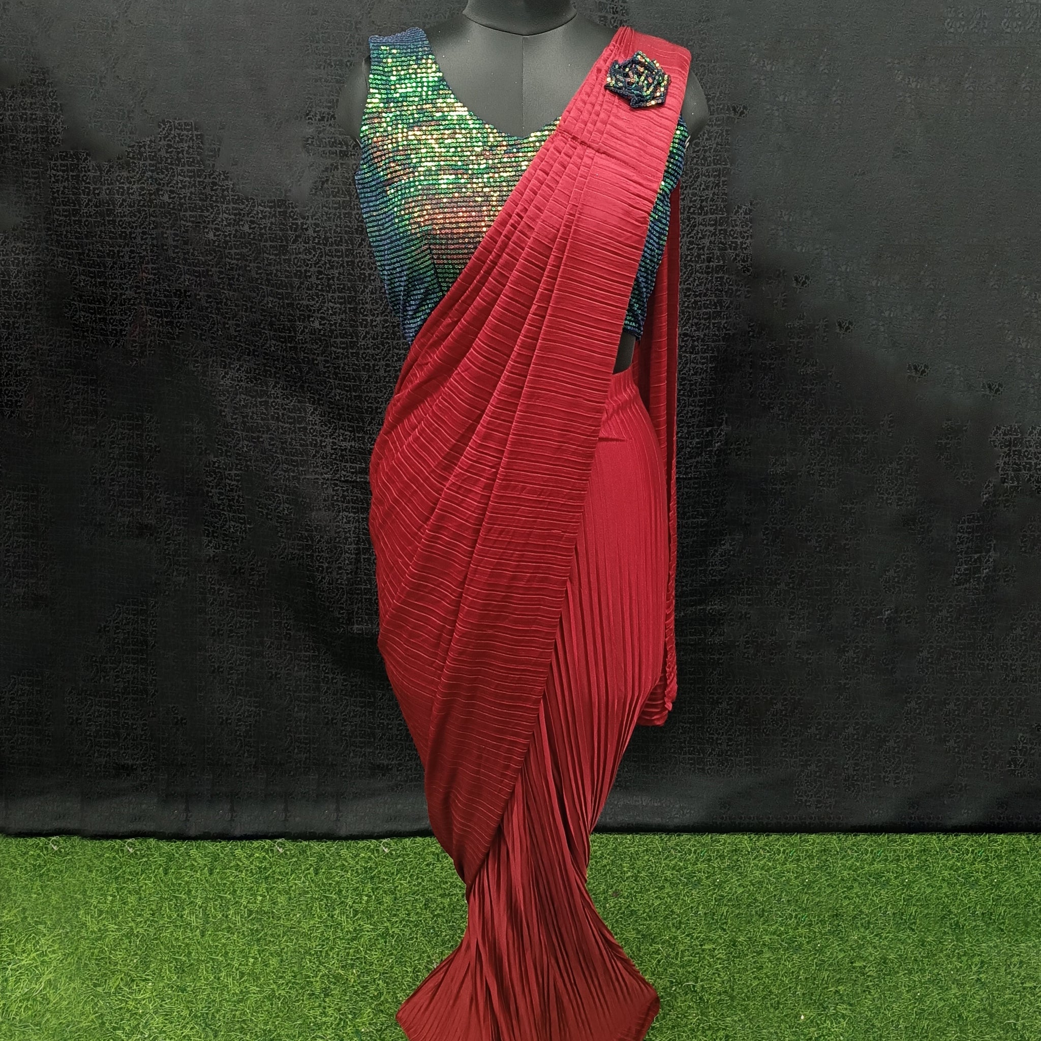 Ready To Wear Fancy Red Color Saree