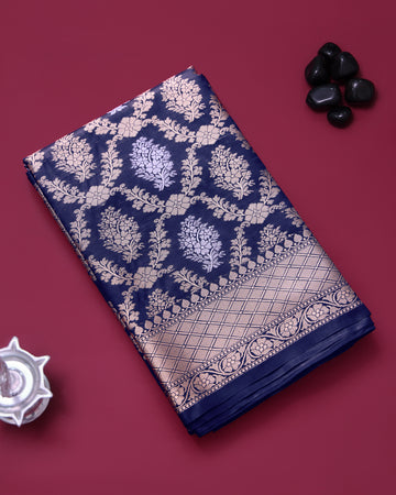 Navy Blue Color Tissue Saree