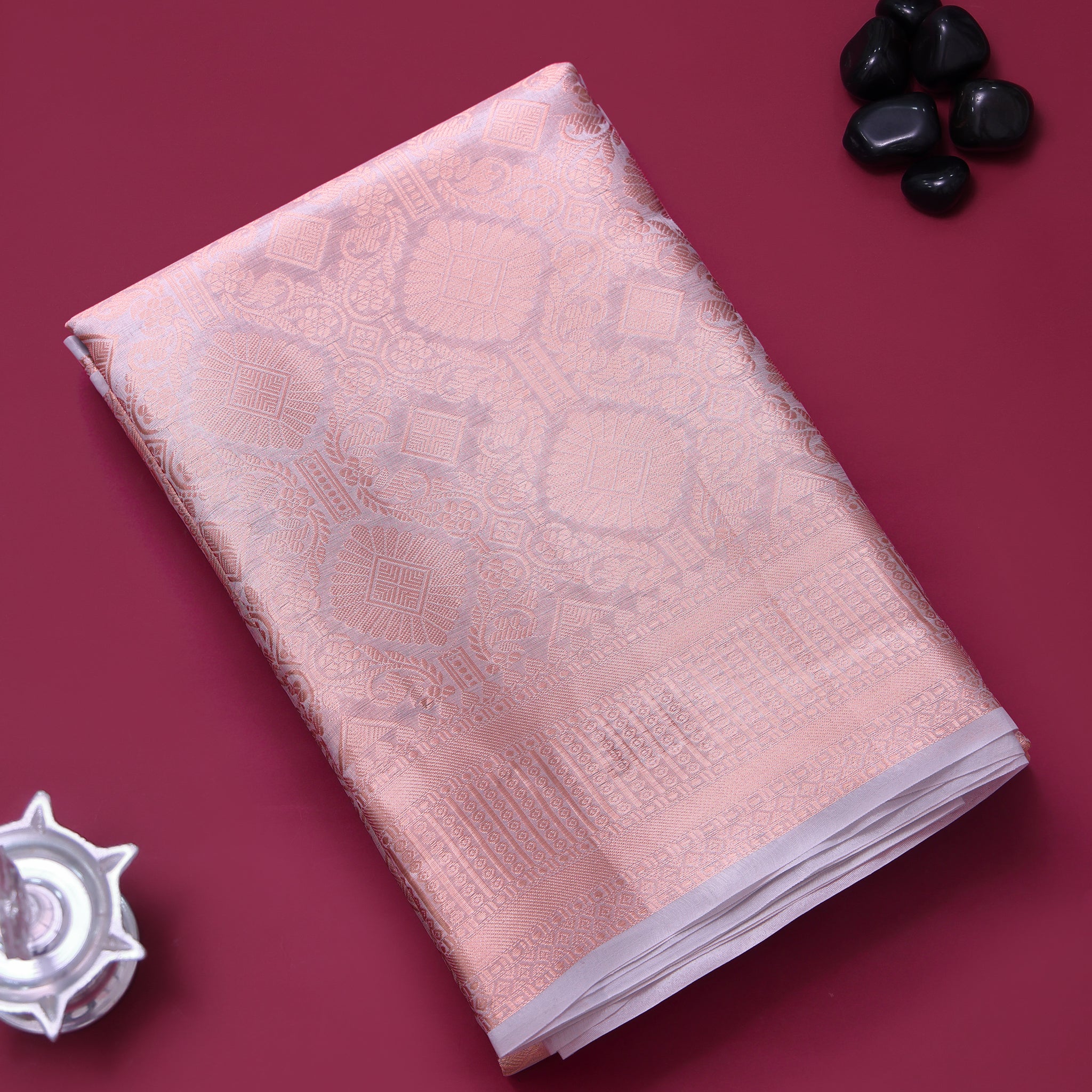 Ethnic Printed Tissue Saree - Copper